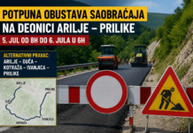 Potpuna obustava saobraćaja na deonici Arilje – Prilike u nedelju